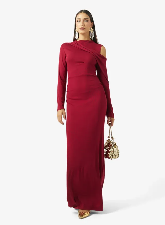 Cold Shoulder Dress With Drape Styled – image 4