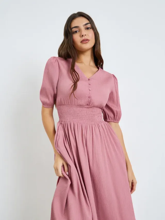 Green Pleated Midi Dress with Tie-Belt – image 2