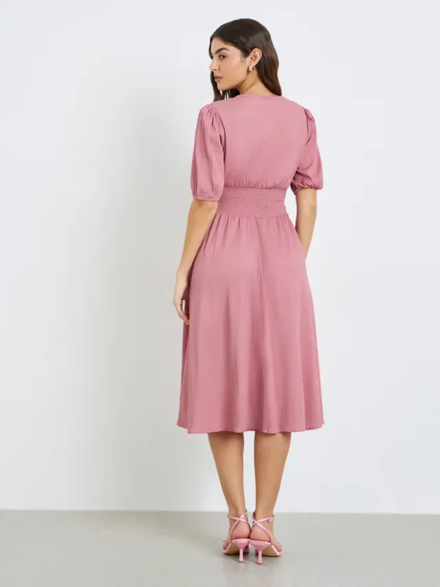 Green Pleated Midi Dress with Tie-Belt – image 4