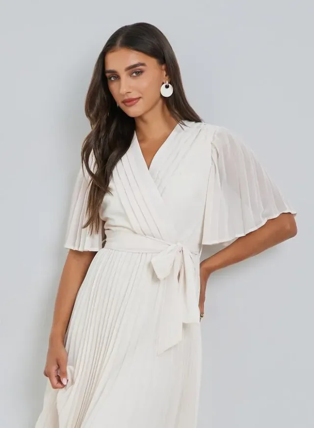 Green Pleated Midi Dress with Tie-Belt – image 2