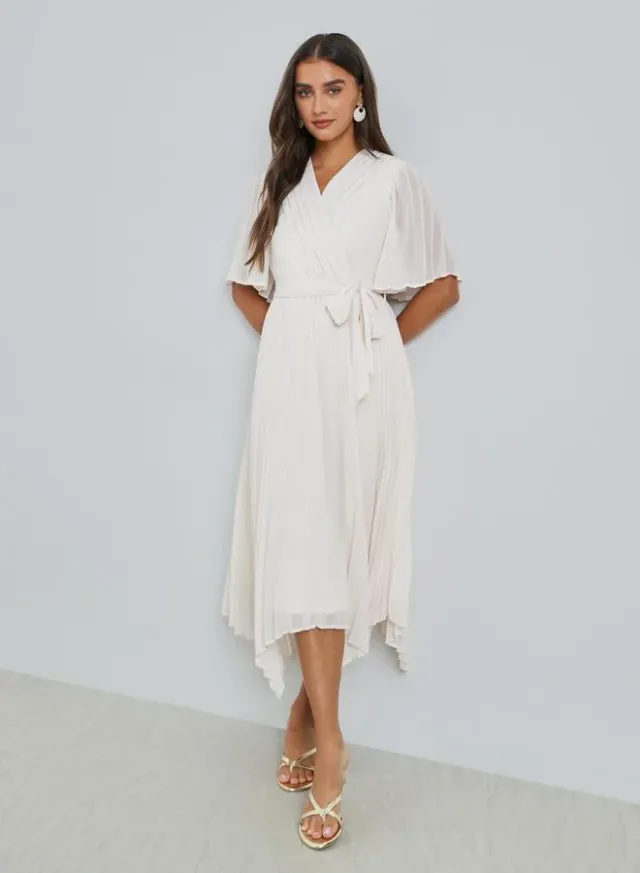 Green Pleated Midi Dress with Tie-Belt – image 3