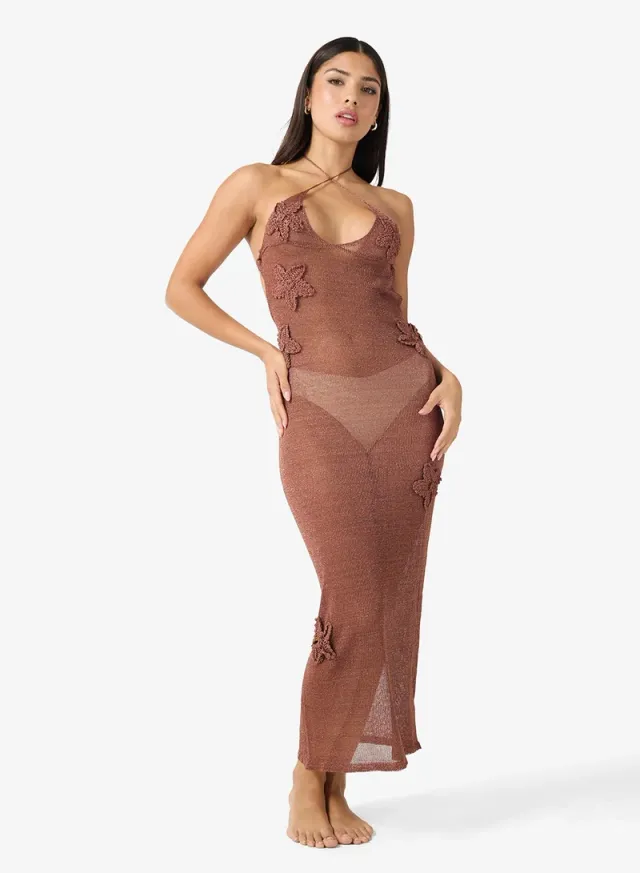 Crochet Slip Dress With 3D Floral Embroidery – image 2