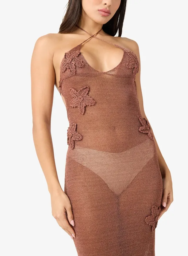 Crochet Slip Dress With 3D Floral Embroidery – image 4