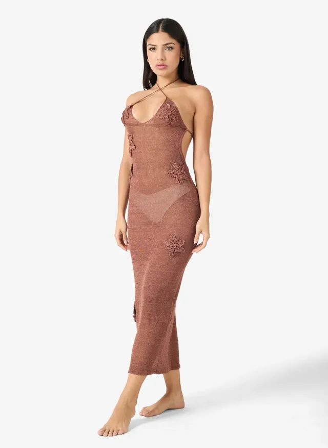 Crochet Slip Dress With 3D Floral Embroidery – image 5