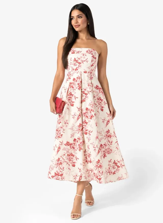 Bandeau Floral Fit & Flare Dress