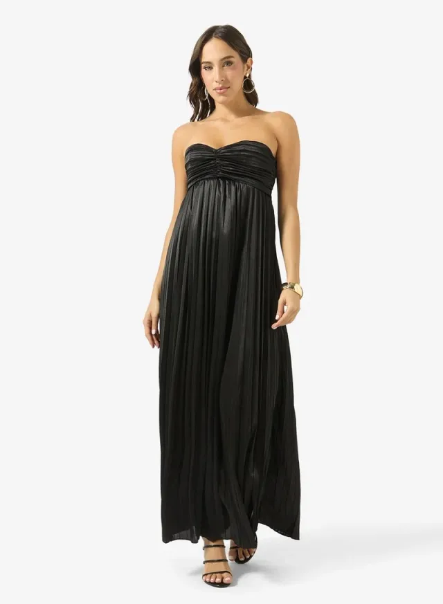 Sweetheart Neckline Plisse Dress with Scarf – image 5