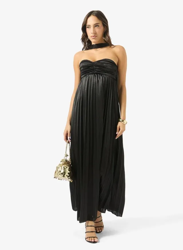 Sweetheart Neckline Plisse Dress with Scarf – image 6