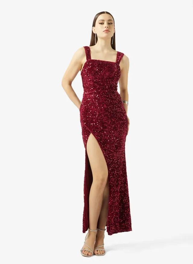 Shimmer Evening Dress With Slit