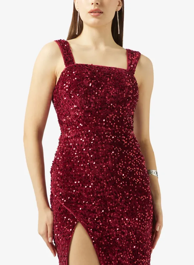 Shimmer Evening Dress With Slit – image 3