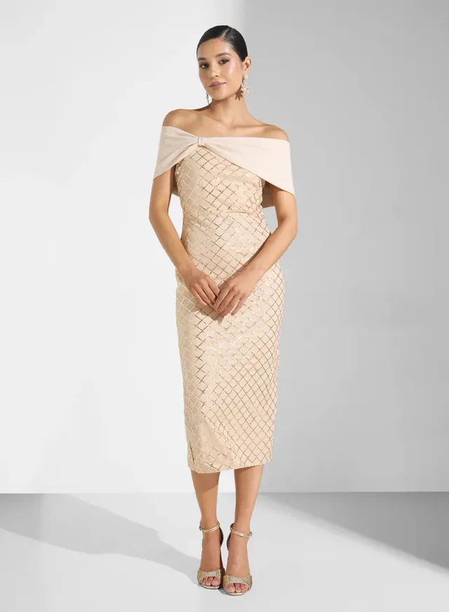Off Shoulder Shimmer  Dress