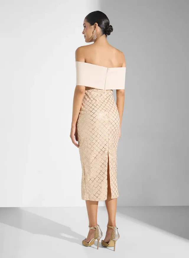 Off Shoulder Shimmer  Dress – image 2