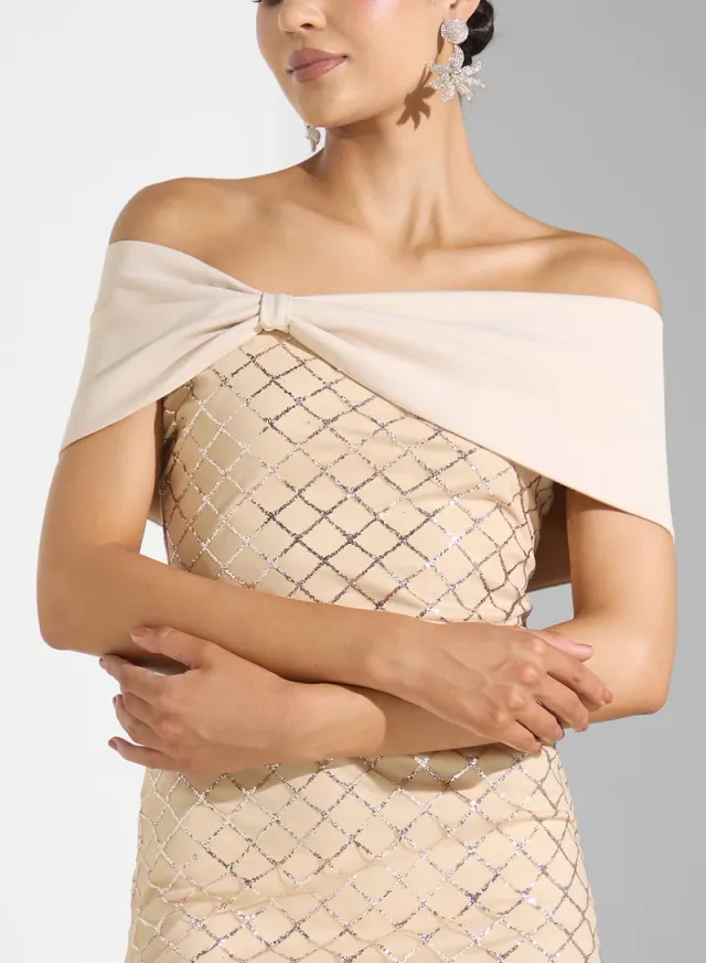 Off Shoulder Shimmer  Dress – image 3