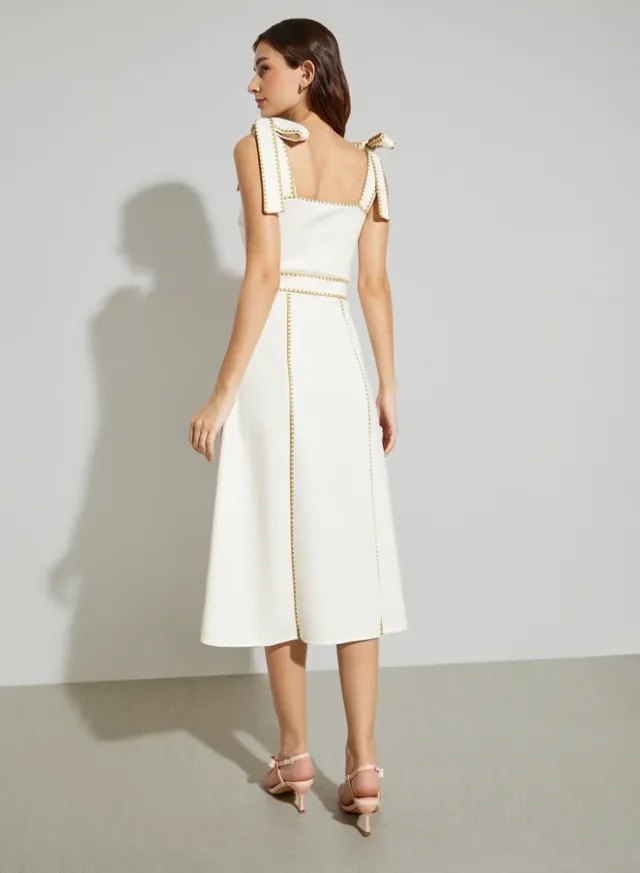 Yellow Floral Sleeveless A-Line Midi Dress – image 5