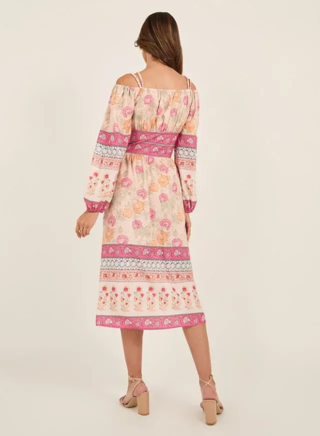 Brown Pleated Detail Midi Dress – image 6