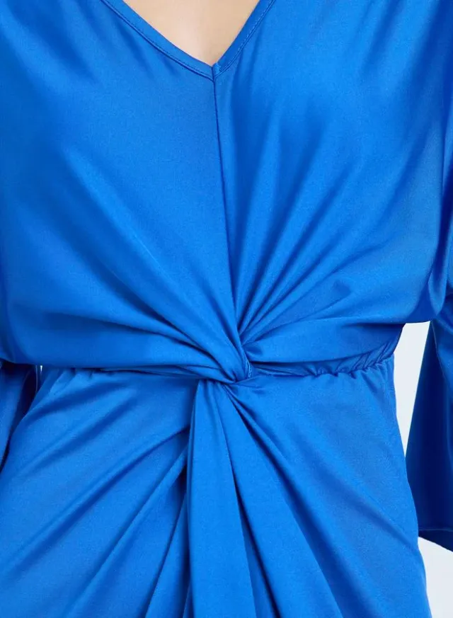 Brown Pleated Detail Midi Dress – image 3