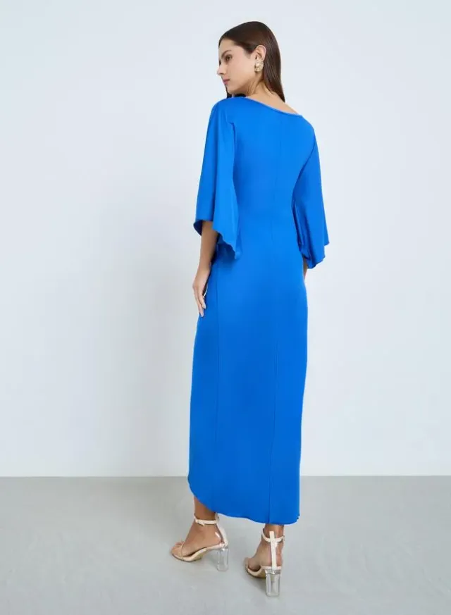 Brown Pleated Detail Midi Dress – image 4