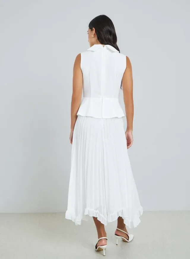 Pleated Sleeveless Blazer Midi Dress – image 5