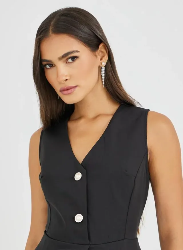 Pleated Sleeveless Blazer Midi Dress – image 4