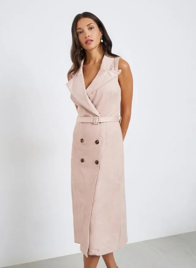 Pleated Sleeveless Blazer Midi Dress – image 2