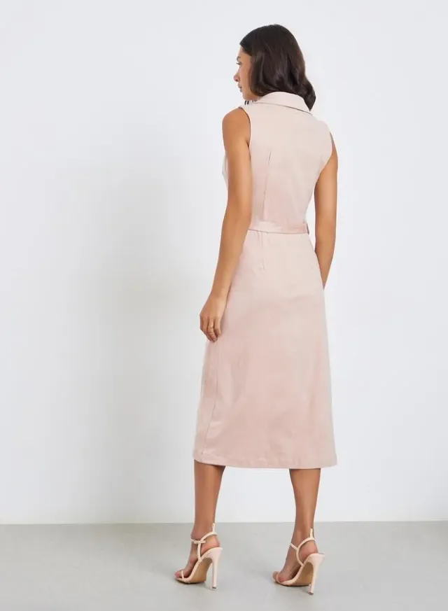 Pleated Sleeveless Blazer Midi Dress – image 5