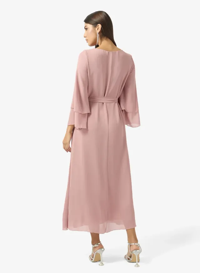 Embellished Cape Sleeve Dress – image 2