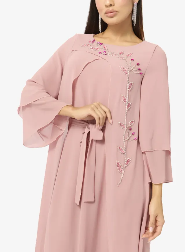 Embellished Cape Sleeve Dress – image 3