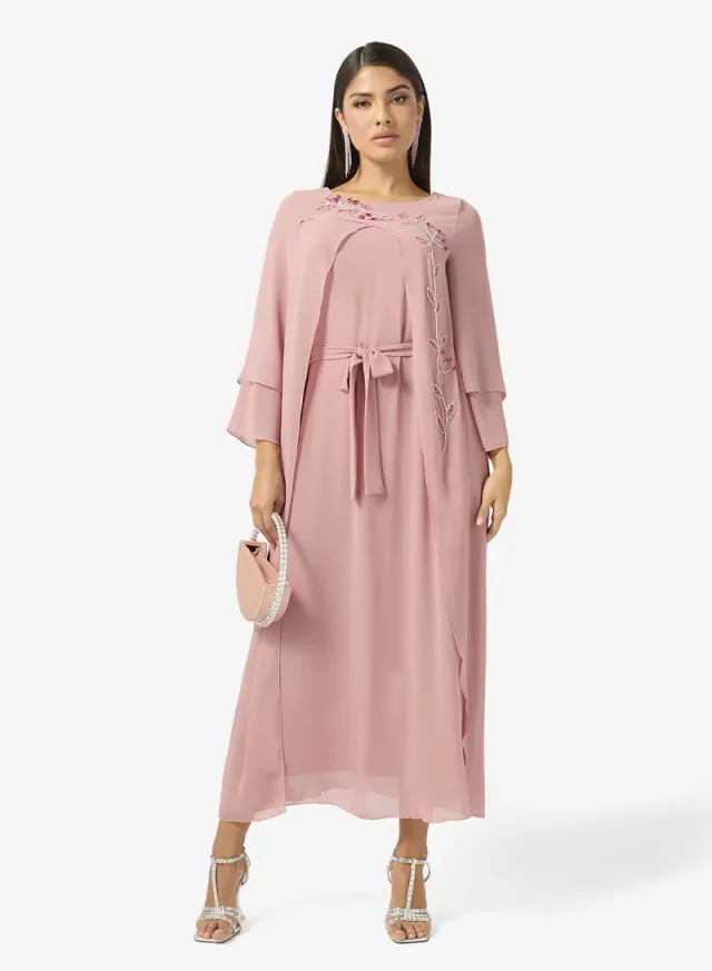 Embellished Cape Sleeve Dress – image 4