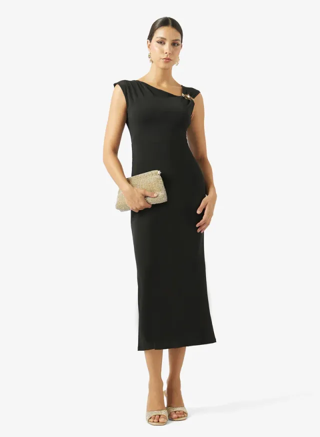 Asymmetric Neck Shift Dress – image 4