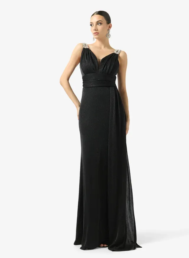 V-Neck Embellished Strap Maxi Dress