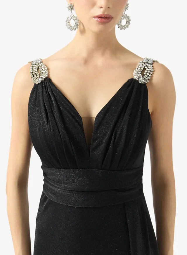 V-Neck Embellished Strap Maxi Dress – صورة 3