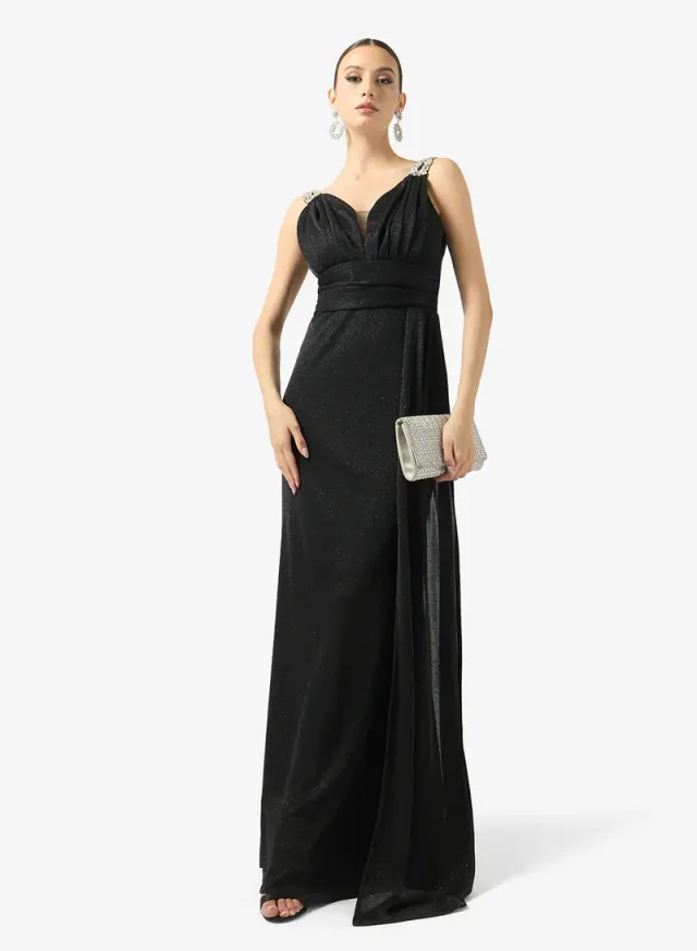 V-Neck Embellished Strap Maxi Dress – صورة 4