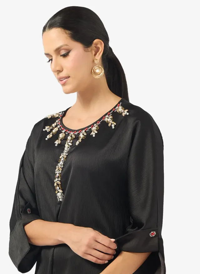 Embellished Jalabiya With Contrast Toned Sleeves – image 3