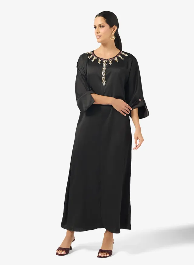 Embellished Jalabiya With Contrast Toned Sleeves – image 4