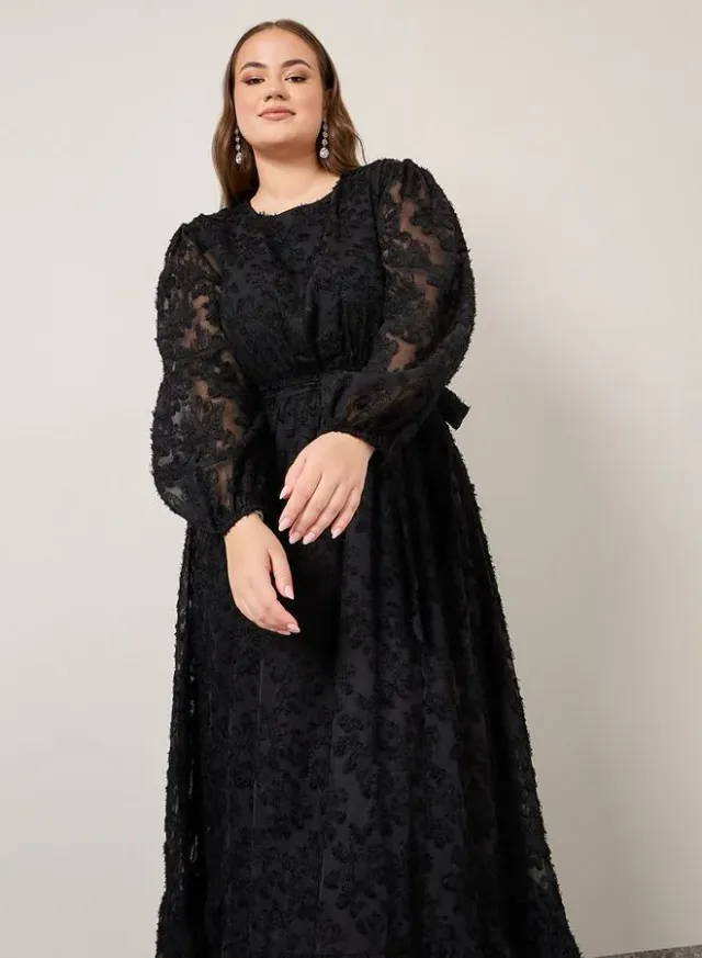 Plus Size Satin A-Line Maxi Dress with Belt – image 2