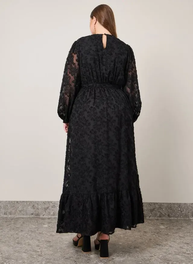 Plus Size Satin A-Line Maxi Dress with Belt – image 4