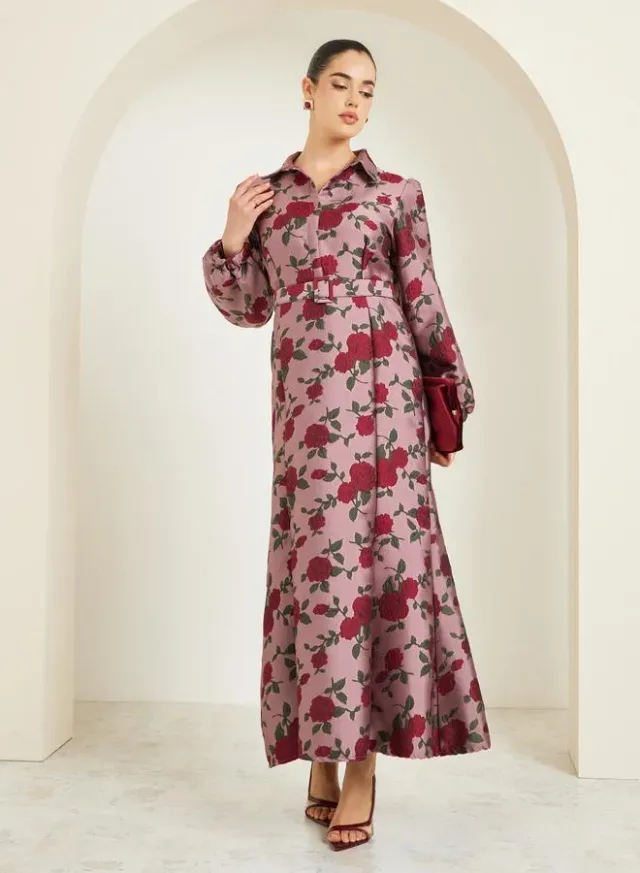 Plain Satin Pleated Wrap Maxi Dress With Notch Lapel – image 3