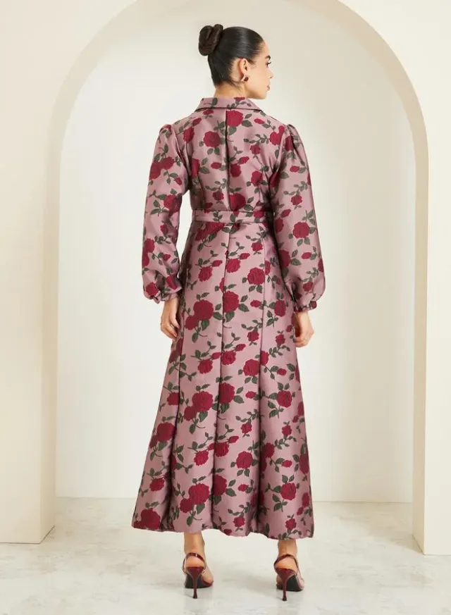 Plain Satin Pleated Wrap Maxi Dress With Notch Lapel – image 5