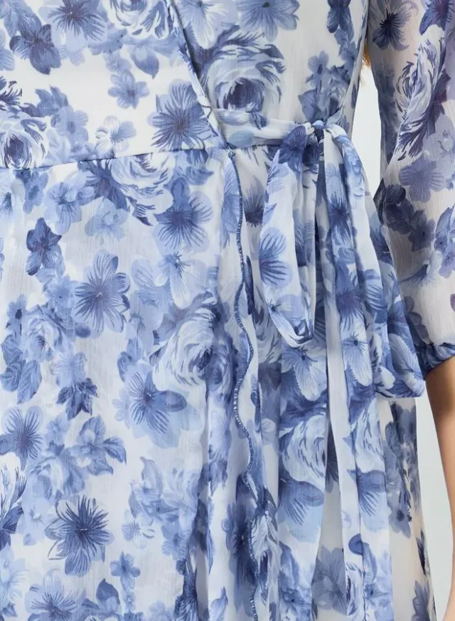 Purple Embroidery A-Line Midi Dress with 3/4th Sleeves – image 3
