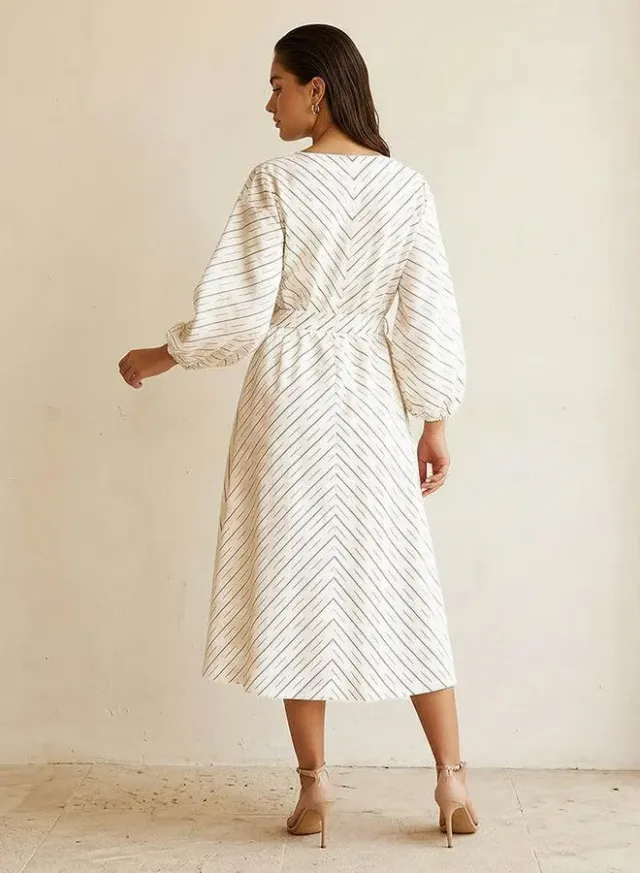 Iconic Striped Women Dress with Keyhole Neck – image 4