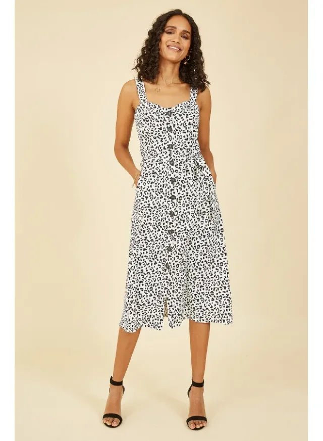 Spotted Button-Front Dress