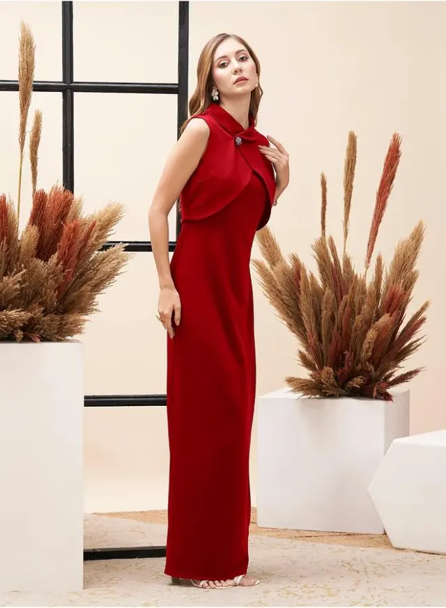 Mish Collared Overlap Detail Maxi Dress With Back Slit – image 3