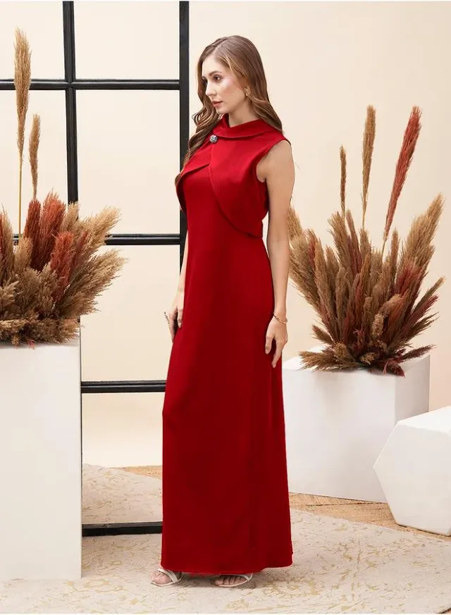 Mish Collared Overlap Detail Maxi Dress With Back Slit – image 4