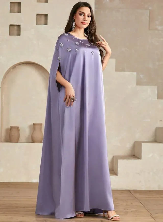 Women Embellished Cape Sleeve Maxi Dress