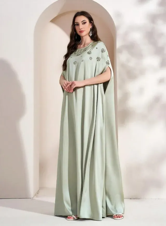 Women Embellished Cape Sleeve Maxi Dress