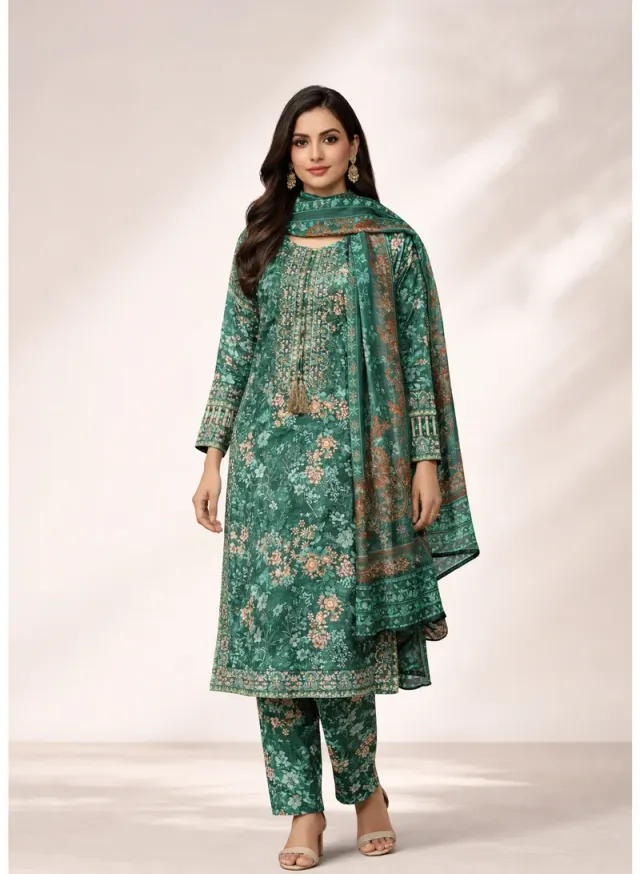 Royal Green Salwar Kameez Set | Cotton Blend Elegant Ethnic Wear for Women – image 2