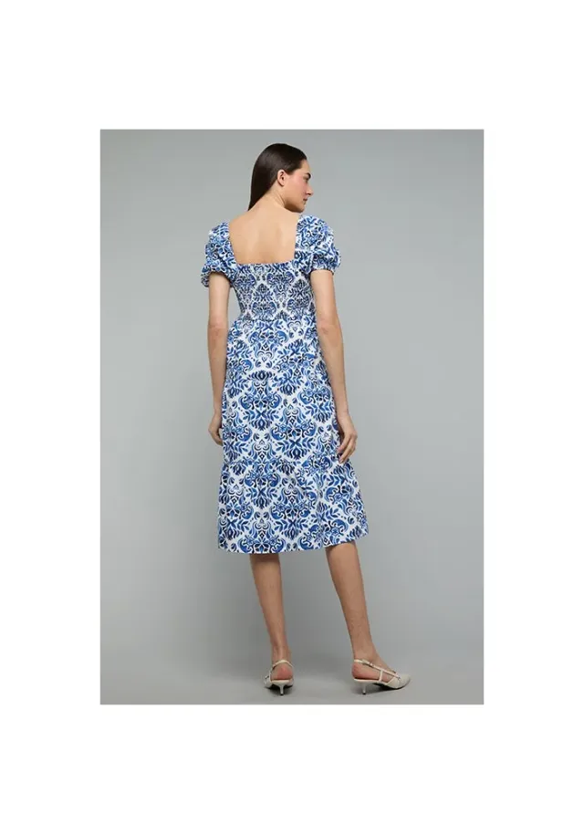 Patterned A-Line Dress with Square Neck An – صورة 5