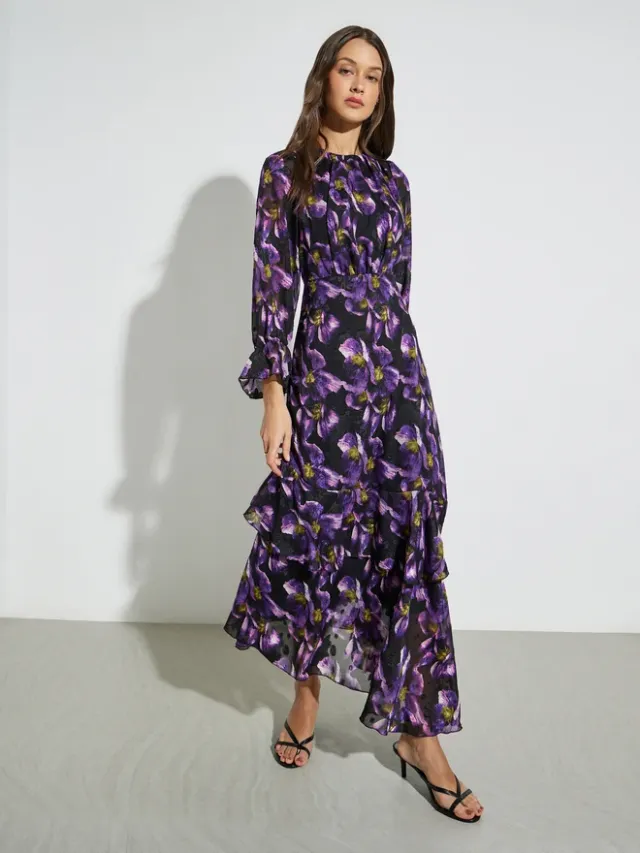 Styli Purple Floral Print Long Sleeves Maxi Dress – image 3