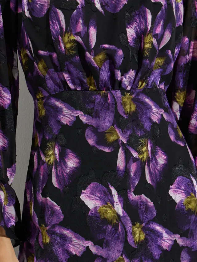 Styli Purple Floral Print Long Sleeves Maxi Dress – image 4