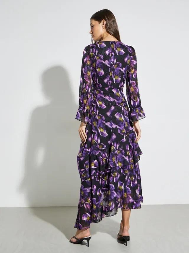Styli Purple Floral Print Long Sleeves Maxi Dress – image 5