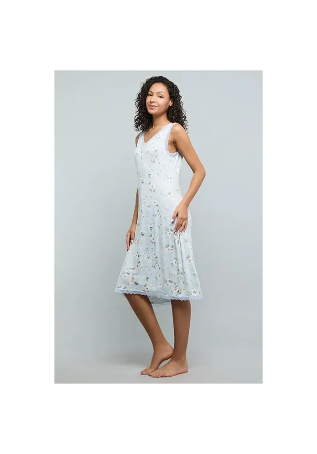 Floral Print Sleeveless Nightdress – صورة 2